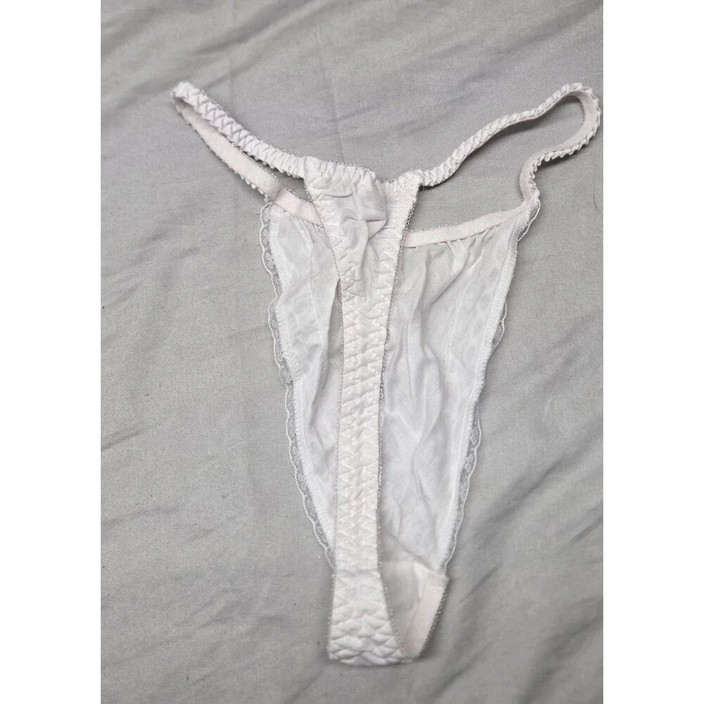 Y2K Victoria's Secret White Sheer Eyelet Babydoll & Thong Set Pink Tag Size S